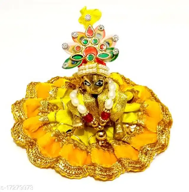 Laddu Gopal Ji Idol 0 No. with Poshak & Sringar Set, Multicolor