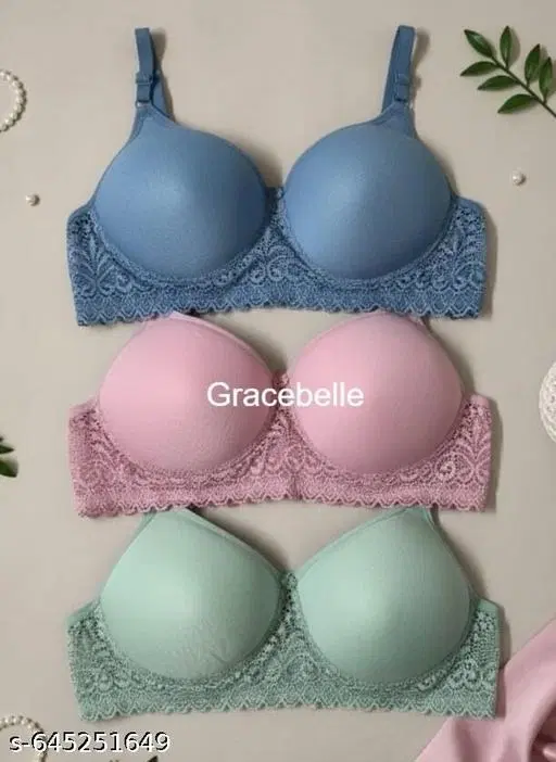 Cotton Solid Bra for Women & Girls, Multicolour, Pack of 6 (32B)