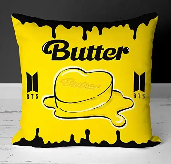 BTS Signature Printed Cushion Cover, Multicolor, 12X12 Inch, Gt-004