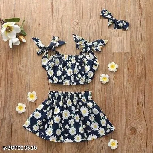 Rayon Printed Clothing Set for Girls, Black, Pack of 1 (2-3 Years)
