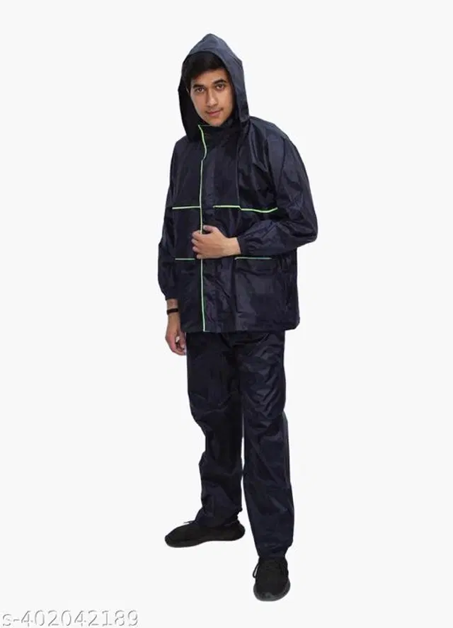 Polyester Rain Coat for Men, Black, XL