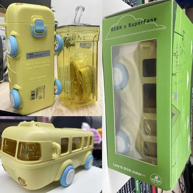 Plastic Bus Shape Sipper Bottle for Kids, Multicolor (1000 ml)