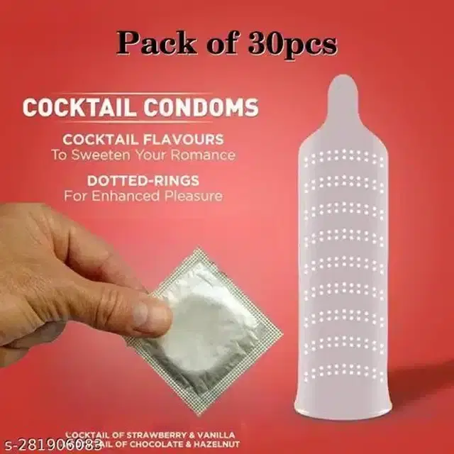 Xebok Strawberry Flavoured Dotted Condoms, Pack of 30