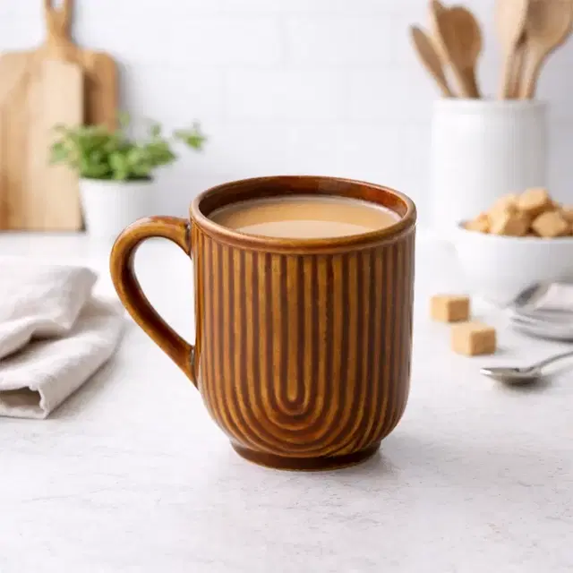 Ceramic Tea & Coffee Mug, Brown (290 ml)
