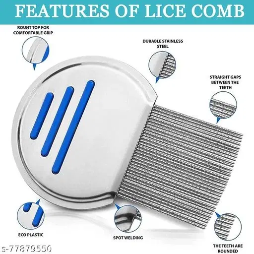 Stainless Steel Lice Treatment Comb, Multicolor