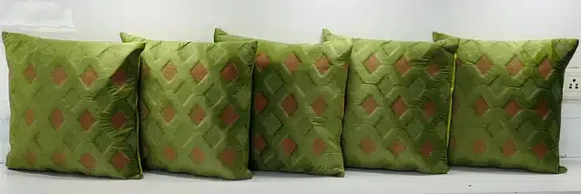 Polyester Cushion Covers Set, Pack of 5, Green, 16x16 Inches