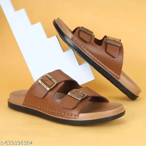 Aqualite PU Sandals for Men (Tan, 7)