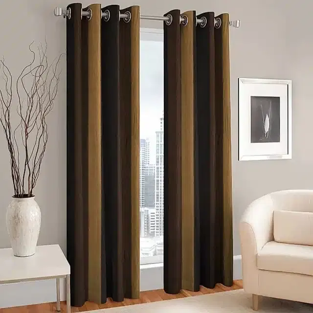 Door Curtains, Pack of 2, Brown, 4x7 feet