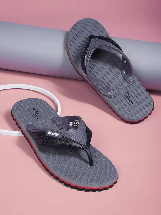action Flip Flops for Men (Grey, 6)