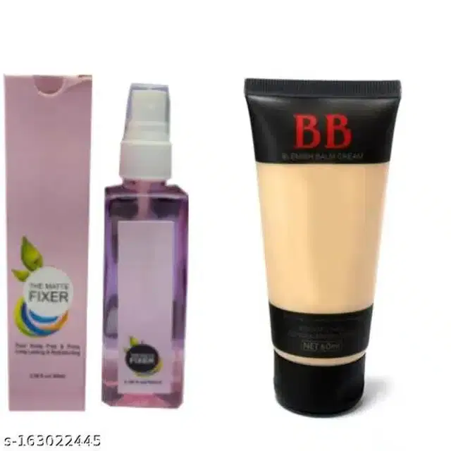 BB Cream, 60 ml with Matte Face Makeup Fixer, 100 ml, Set of 2