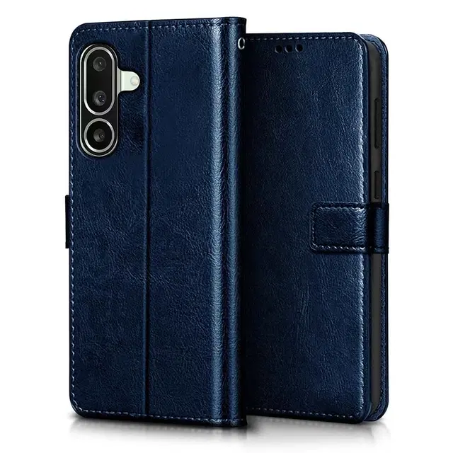 Artificial Leather Flip Cover For Samsung F56 5G / M56 5G, Blue