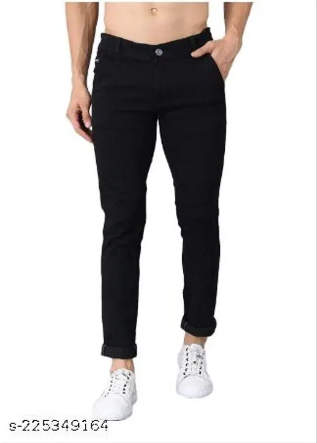 Denim Slim Fit Jeans for Men (Black, 32)