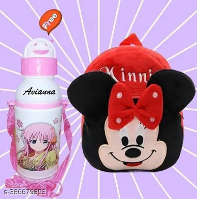 Canvas Backpack with Sipper for Kids, Multicolor, Set of 2