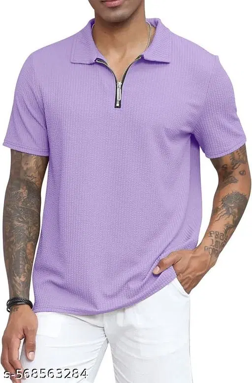Cotton Blend T-shirt for Men, Purple (M)