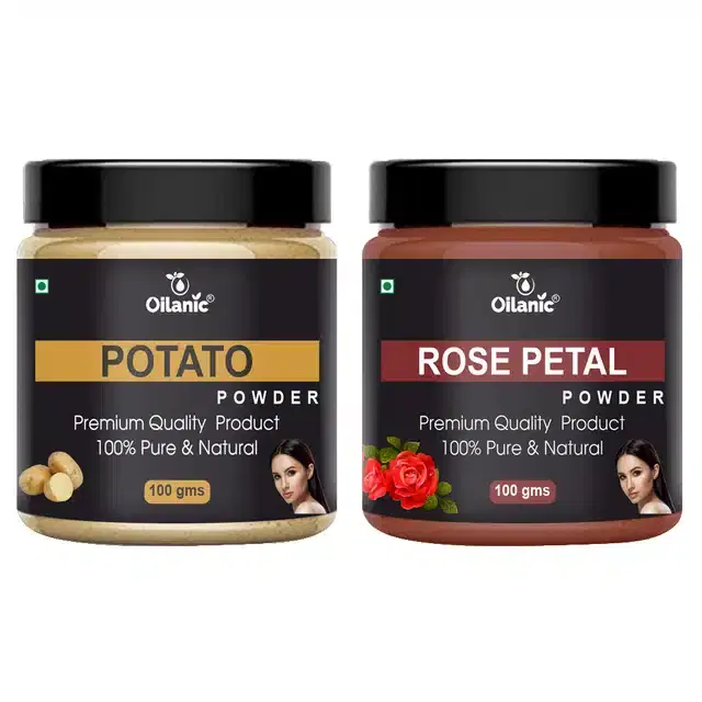 Natural Potato & Rose Petal Powder for Skin & Hair, Pack of 2, 100 g