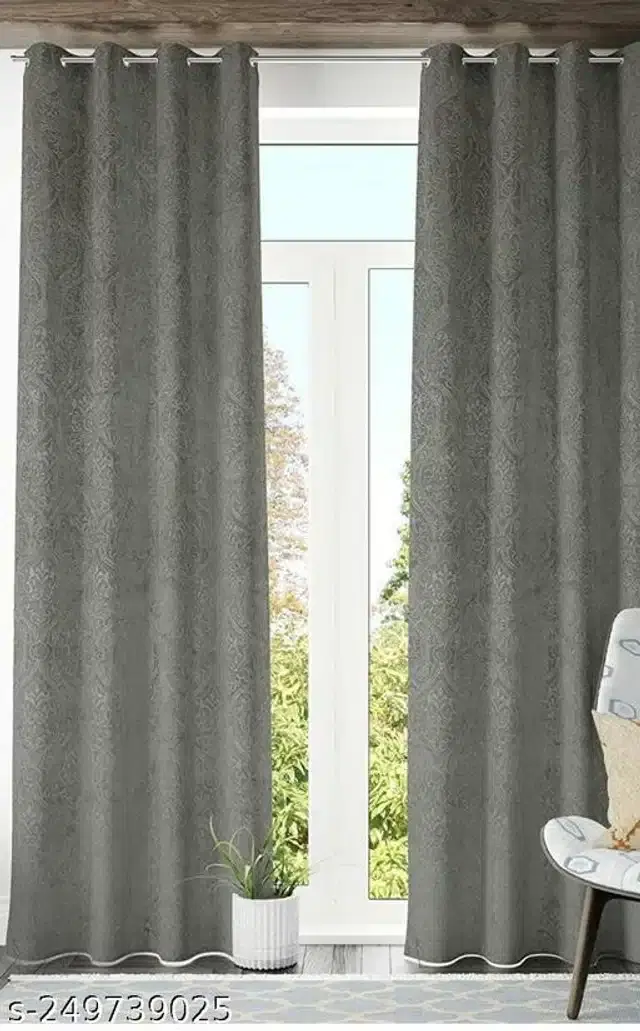 Curtains for Door, Grey, 5 Feet, Pack of 2