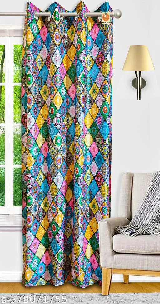 KANUSHI Industries® 1 Pieces Washable Polyster Eyelet Long Door Curtain (CUR-DIG-B-9FEET-1PCS)…