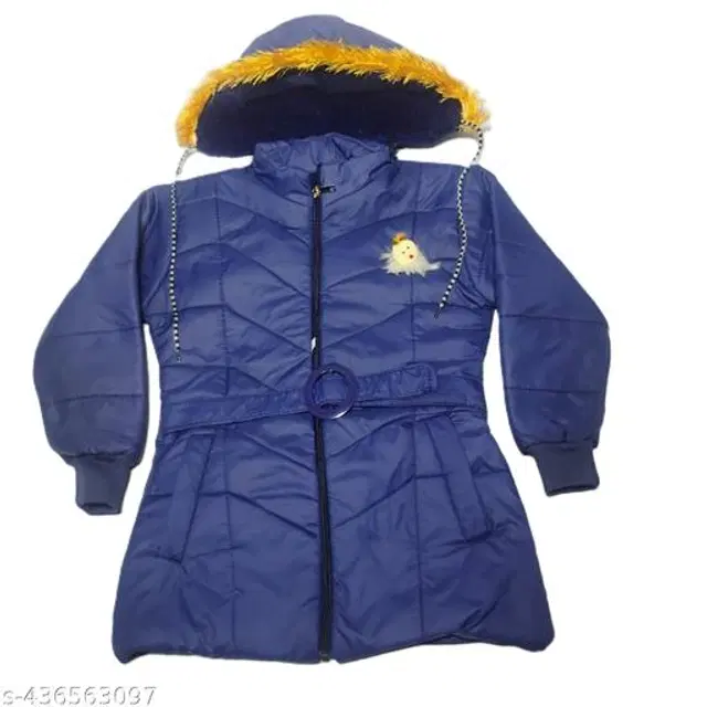 Polyester Jacket for Girls (Navy Blue, 0-3 Months)