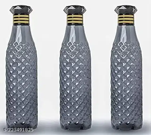 Plastic Water Bottles, Black, 1000 ml, Pack of 3