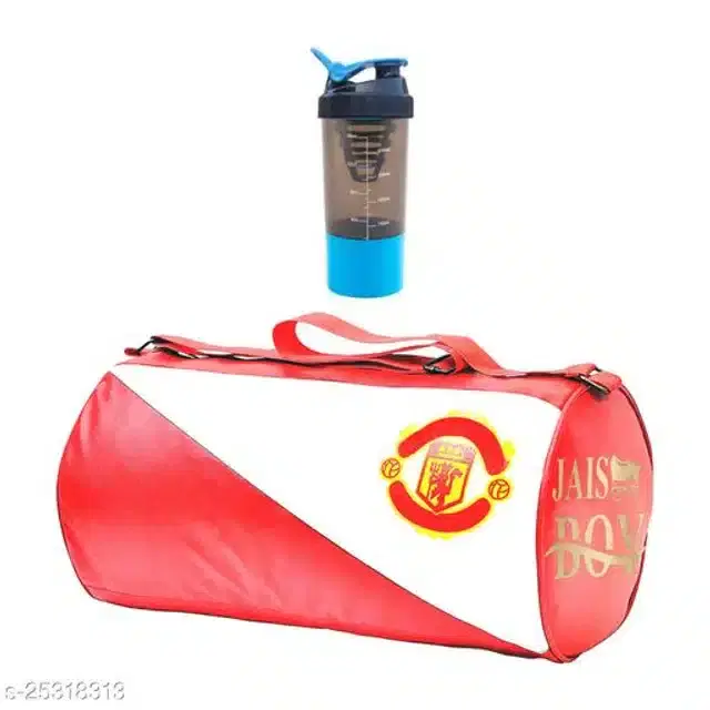 Combo of Gym Bag with Shaker Bottle, 500 ml, Multicolor, Set of 2