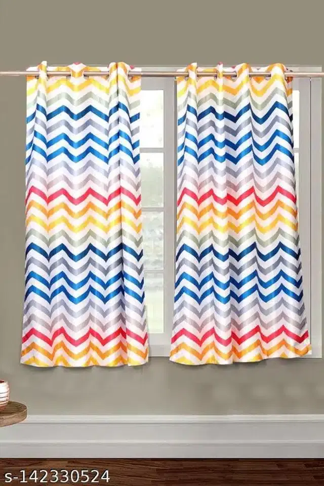 Polyester Window Curtain, Multicolor, 5 Feet, Pack of 2