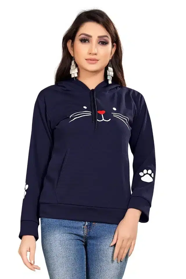 Women's Casual Sweatshirt Hoodie (Blue, L) (NB-63)