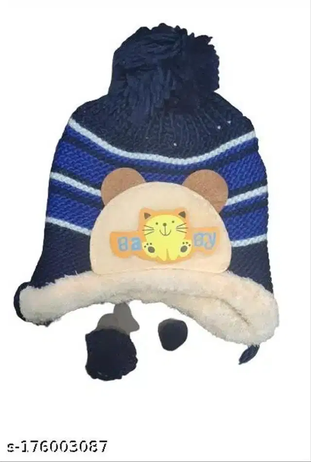 Woolen Cap for Kids (Blue, 3-4 Years)