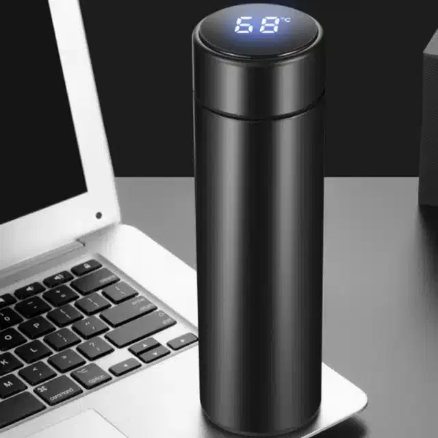 Temperature LED Display Water Bottle, Black