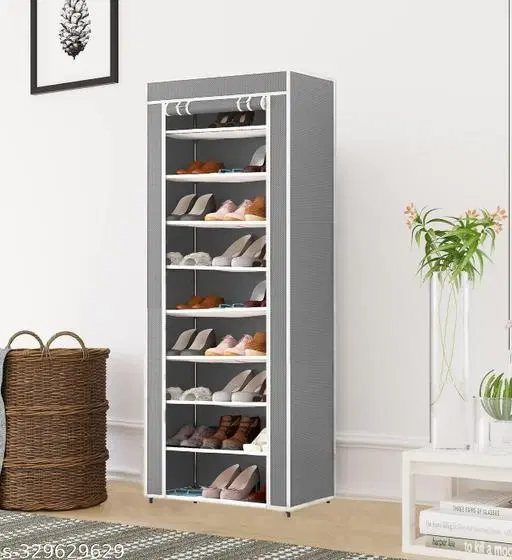 Metal 9 Layer Collapsible Multipurpose Rack, Grey