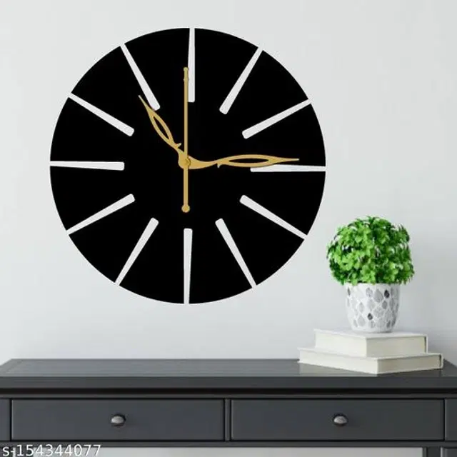 Wooden Wall Clock for Home, Black