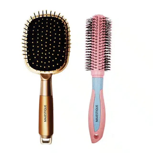 Majestique Round Hair Brush, Paddle Hair Brush for Women and Men, Combo of 2, B-42