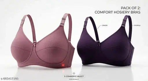 Pack of 2 Hosiery Bras for Women (Purple, 36A)
