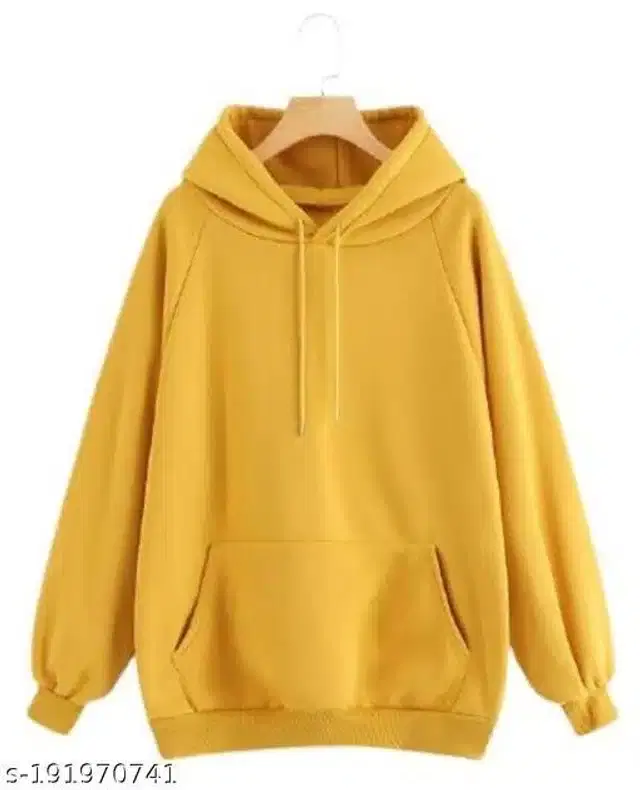 Fleece Hoodie for Women (Yellow, M)