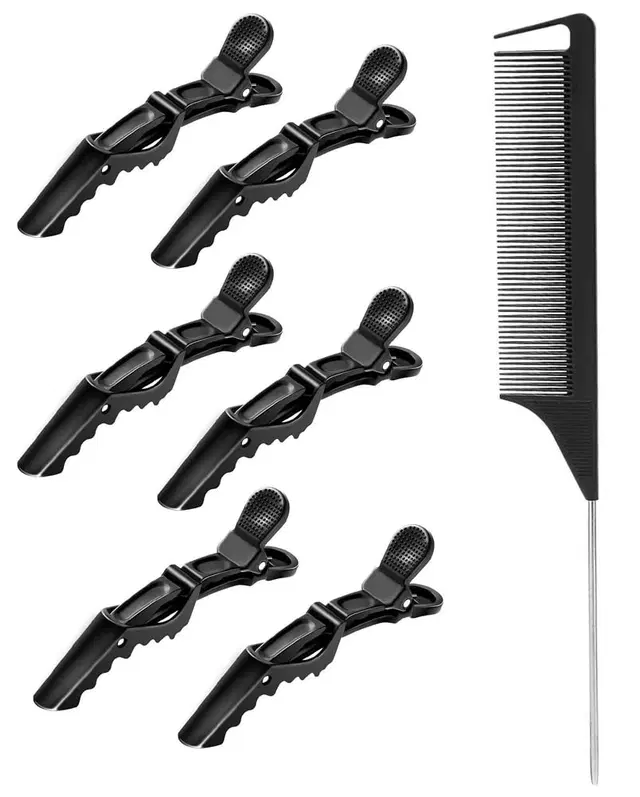 Plastic 7 Pcs Hair Care Comb Set, Black, Set of 1