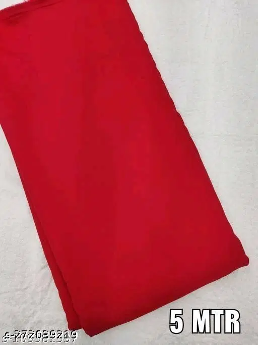 Plain Crepe Kurti Fabric for Women (Red, Un Stitched)