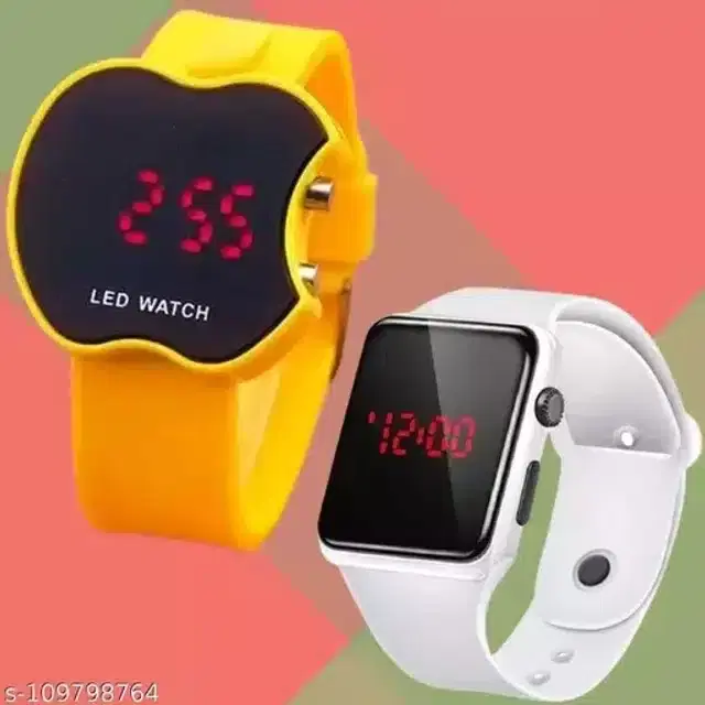 Digital Watch for Kids, Pack of 2 (Yellow & White)