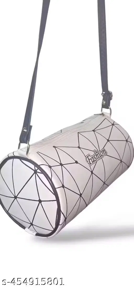 Geometric Print Crossbody Sling Bag with Removable Strap for Women, White, Pack of 1