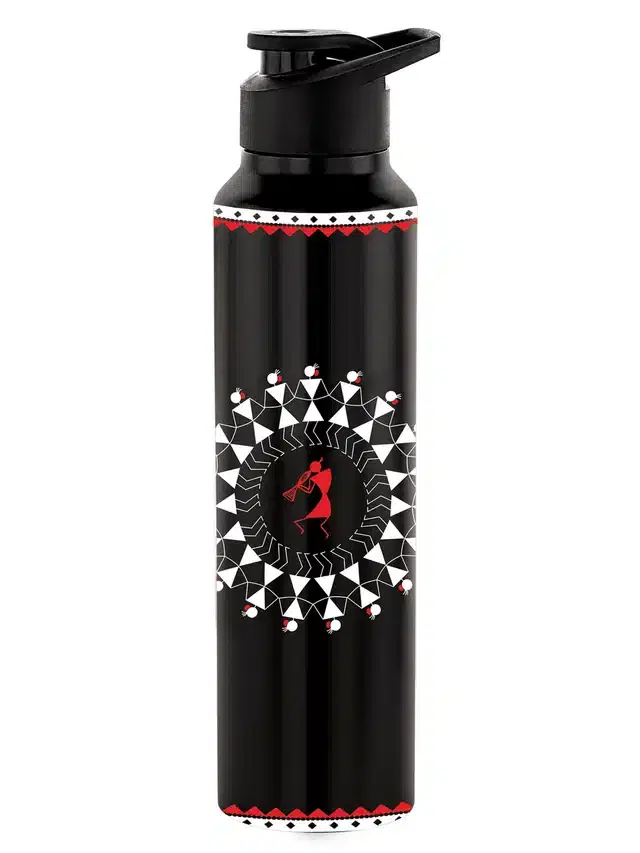 Stainless Steel Insulated Single Wall Water Bottle, Black, 1000 ml
