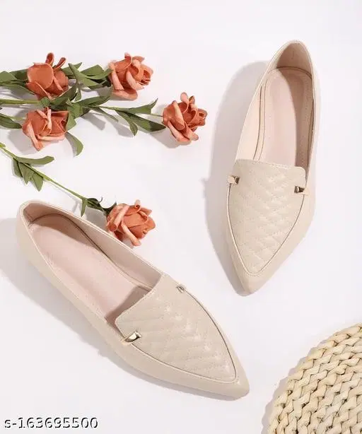 Solid Ballerinas for Women (Cream, IND-2)