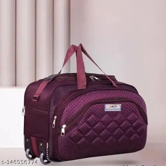 Nylon Strolley Duffel Bag, Purple, 60 L