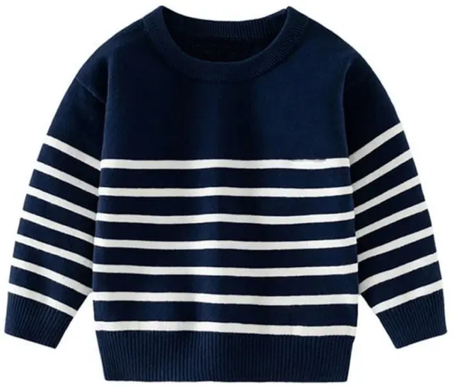 Woolen Striped Sweater for Boys, Dark Blue (3-4 Years)