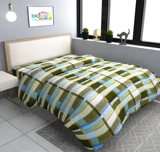 Woolen Single Bed Printed Duvet Cover, Green, 70x90 Inches