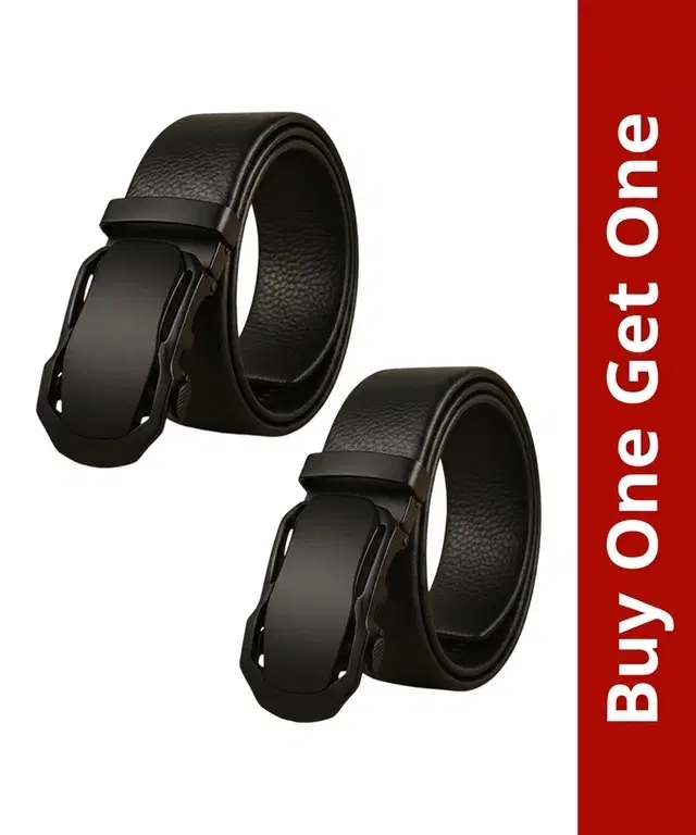 Classic Belt for Men, Buy 1 Get 1, Black (32), Formal, Smooth Texture