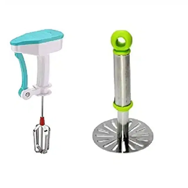 Combo of Hand Blender & Stainless Steel Masher, Multicolor, Pack of 2