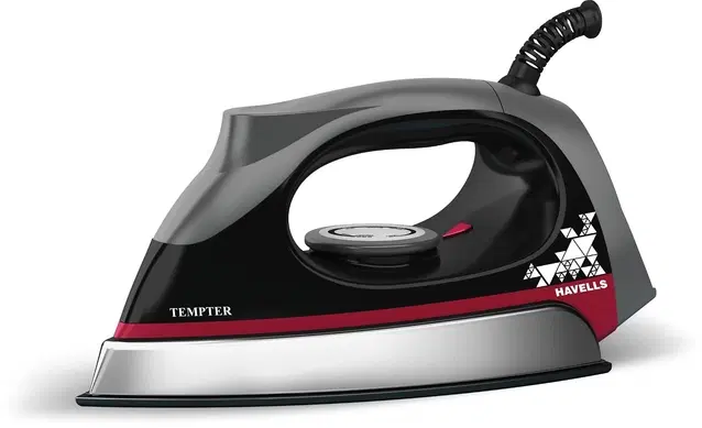 Havells Abs Tempter 1000 Watts Dry Iron Press With Greblon E2 Grade Non-Stick Coated Sole Plate Aerodynamic Design With Shock Proof