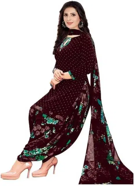 Yashika Unstitched Crepe Salwar Suit Material (Brown) (Y-272)