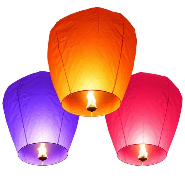 Sky Lantern Hot Air Balloon With Fuel Wax Candle [Pack Of 3]