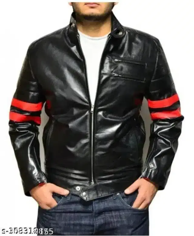 Synthetic Jacket for Men (Black, M)