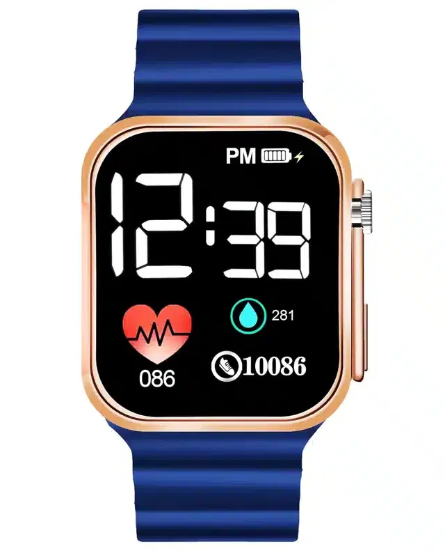 Ceramic Digital Watch for Kids (Blue & Copper)