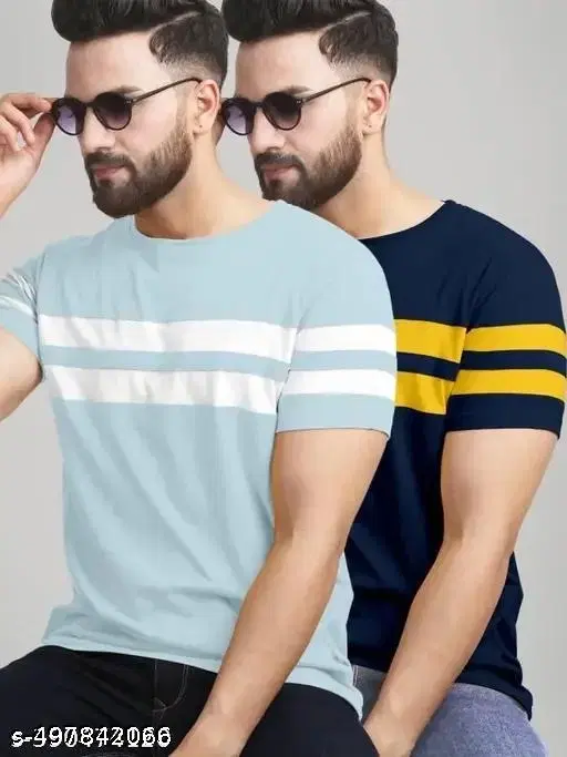 Cotton Blend T-shirt for Men, Multicolour, Pack of 2 (XXS)